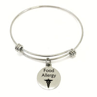 Food Allergy Medical Charm Bracelet, Food Allergy Awareness Jewelry, Food Allergy Notification, Medical Awareness, Caduceus