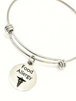 Food Allergy Medical Charm Bracelet, Food Allergy Awareness Jewelry, Food Allergy Notification, Medical Awareness, Caduceus