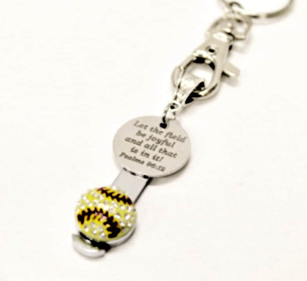 Softball Bible Verse Keychain, Psalms 29 12 Bible Verse Gift, Softball Mom Gift, Gift For Her, Softball Player Gift, Wife Jewelry Gift