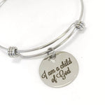 Christian Gift, I Am A Child Of God Bracelet, Daughter Gift Baptism Gift, Christian Jewelry, Christian Stacking Bangle, Salvation Gift