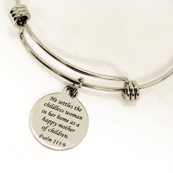 Christian Jewelry, Infertility Jewelry, He Settles The Childless Woman Bracelet, Adoption Jewelry, Christian Adoption Gift, Infertility Gift