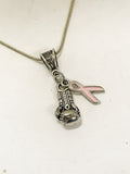 Knock Out Breast Cancer Necklace, Fight Breast Cancer Jewelry Gift, Breast Cancer Awareness Gift, Pink Ribbon Necklace