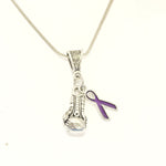 Knock Out Alzheimer’s Necklace, Fight Alzheimer’s Jewelry Gift, Alzheimer’s Awareness Gift, Purple Ribbon Necklace