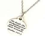 Christian Gift, He Heals The Brokenhearted Necklace, Christian Necklace, Christian Jewelry, Sympathy Gift, Psalms 147 3 Gift