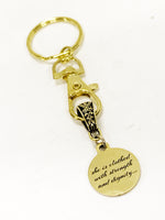 Christian Keychain, She Is Clothed In Strength And Dignity Keychain, Christian Charm Keychain, Christian Gift For Her, Religious Gifts