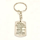 Gift From Mom, Always Remember, Braver Stronger Smarter Loved, Love Mom, Keychain Gift, Son Gift, Daughter Gift, New Car Gift