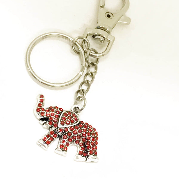 Red Elephant Keychain, Red Elephant Gift, Crystal Red Elephant, Clip On Keychain, Keychain Gift, Power Keychain Gift, Remember Me Gift