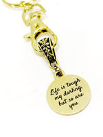 Encouraging Her, Life Is Tough My Darling But So Are You, Keychain Gift, Gift For Her, Girlfriend Gift, Encouraging Quote, Encouraging Charm