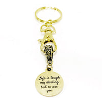 Encouraging Her, Life Is Tough My Darling But So Are You, Keychain Gift, Gift For Her, Girlfriend Gift, Encouraging Quote, Encouraging Charm