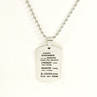 Son Gift, Braver Stronger Smarter Loved Gift, Dogtag Necklace, Necklace for Son, Necklace for Husband, Gift for Him, Loved Son, Husband Gift