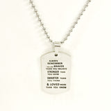 Son Gift, Braver Stronger Smarter Loved Gift, Dogtag Necklace, Necklace for Son, Necklace for Husband, Gift for Him, Loved Son, Husband Gift
