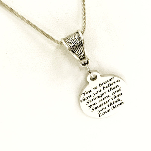 Daughter Gift, Braver Stronger Smarter Necklace, Love Mom Necklace, Gift For Daughter, Daughter Jewelry Gift, Daughter Necklace Gift