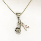 Knock Out Breast Cancer Necklace, Fight Breast Cancer Jewelry Gift, Breast Cancer Awareness Gift, Pink Ribbon Necklace