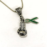 Knock Out Mental Illness Necklace, Fight Mental Illness Jewelry Gift, Mental Illness And Depression Awareness Gift, Green Ribbon Necklace