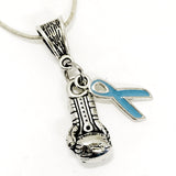 Knock Out Addiction Necklace, Fight Addition Jewelry Gift, Addiction Recovery Awareness Gift, Blue Ribbon Necklace
