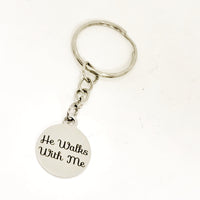 Christian Gift, Christian Keychain, He Walks With Me Keychain, He Walks With Me Charm, Christian Charm, Religious Gift, Religious Keychain