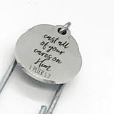 Bookmark Gift, Cast All Of Your Cares On Him Bookmark, 1 Peter 5 7 Bookmark, Christian Bookmark, Christian Sympathy Gift, Bible Verse Gift