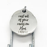 Bookmark Gift, Cast All Of Your Cares On Him Bookmark, 1 Peter 5 7 Bookmark, Christian Bookmark, Christian Sympathy Gift, Bible Verse Gift