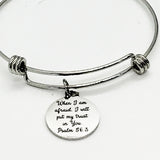 Christian Bracelet, When I Am Afraid I Will Put My Trust In You Bracelet, Christian Gift, Christian Charm, Stacking Bracelet, Charm Bangle