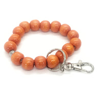 Beaded Keychain Bracelet, Wood Bead Keychain Bracelet, Beaded Bracelet, Orange Beaded Keychain, Teacher Gifts, Keychain Gift