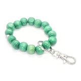 Beaded Keychain Bracelet, Wood Bead Keychain Bracelet, Beaded Bracelet, Green Beaded Keychain, Teacher Gifts, Keychain Gift