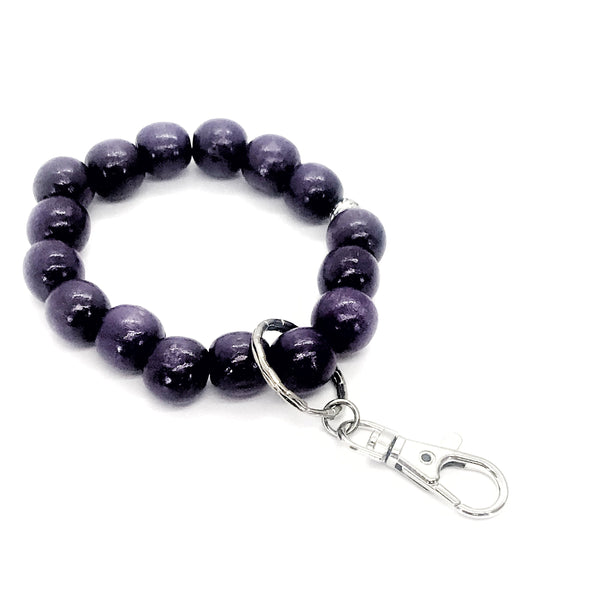 Beaded Keychain Bracelet, Wood Bead Keychain Bracelet, Beaded Bracelet, Purple Beaded Keychain, Teacher Gifts, Keychain Gift