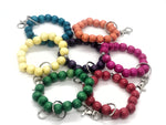 Beaded Keychain Bracelet, Wood Bead Keychain Bracelet, Beaded Bracelet, Choice of Colors Beaded Keychain, Teacher Gifts, Keychain Gift