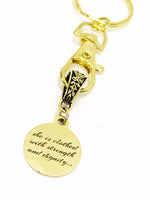 Christian Keychain, She Is Clothed In Strength And Dignity Keychain, Christian Charm Keychain, Christian Gift For Her, Religious Gifts