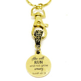 Christian Keychain, She Will Run And Not Grow Weary Keychain, Isaiah 40 31,  Christian Charm Keychain, Christian Gift For Her