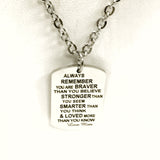 Gift From Mom, Braver Stronger Smarter Loved Necklace, Love Mom, Daughter Gift, Son Gift, Stainless Steel Necklace, Encouragement Gift