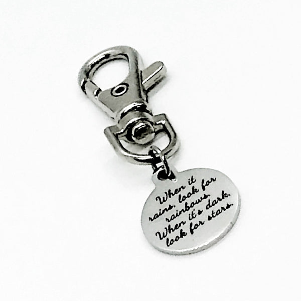 Bag Charm, When It Rains, Look For Rainbows, When It’s Dark, Look For Stars, Bag Clip, Positivity Gift, Back Pack Charm, Purse Charm
