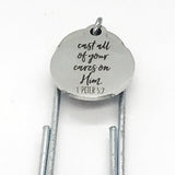 Bookmark Gift, Cast All Of Your Cares On Him Bookmark, 1 Peter 5 7 Bookmark, Christian Bookmark, Christian Sympathy Gift, Bible Verse Gift
