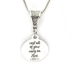Christian Necklace, Cast Your Cares On Him Necklace, Christian Gift, 1 Peter 5 7 Necklace, Christian Jewelry, Christian Sympathy Gift