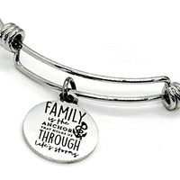 Family Bracelet, Family Quote, Family Is Our Anchor Bracelet, Stacking Bracelet, Family Holds Us Through Life’s Storms, Sympathy Gift