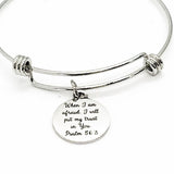 Christian Bracelet, When I Am Afraid I Will Put My Trust In You Bracelet, Christian Gift, Christian Charm, Stacking Bracelet, Charm Bangle