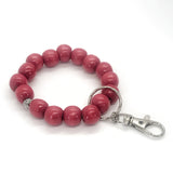 Beaded Keychain Bracelet, Wood Bead Keychain Bracelet, Beaded Bracelet, Red Beaded Keychain, Teacher Gifts, Keychain Gift