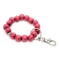 Beaded Keychain Bracelet, Wood Bead Keychain Bracelet, Beaded Bracelet, Red Beaded Keychain, Teacher Gifts, Keychain Gift