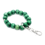 Beaded Keychain Bracelet, Wood Bead Keychain Bracelet, Beaded Bracelet, Green Beaded Keychain, Teacher Gifts, Keychain Gift
