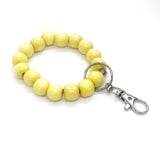 Beaded Keychain Bracelet, Wood Bead Keychain Bracelet, Beaded Bracelet, Yellow Beaded Keychain, Teacher Gifts, Keychain Gift