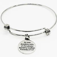 Christian Jewelry, Proverbs 27 17 Bracelet, Iron Sharpens Iron Jewelry, Christian Charm Bracelet, Scripture Jewelry, Christian Gift