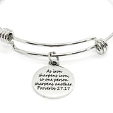 Christian Jewelry, Proverbs 27 17 Bracelet, Iron Sharpens Iron Jewelry, Christian Charm Bracelet, Scripture Jewelry, Christian Gift