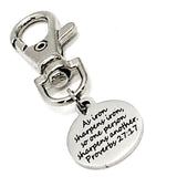 Bag Charm, Iron Sharpens Iron, Bag Clip, Keychain Clipon Charm, Purse Charm, Sharpen One Another, Proverbs 27 17 Charm