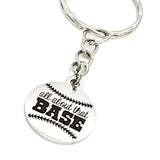 Baseball Mom Keychain, All About That BASE Keychain, Baseball Mom Gift, Baseball Player Keychain, Baseball Keychain, Baseball Team Gifts