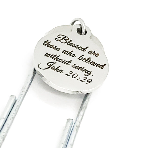 Bible Bookmark, Blessed Are Those Who Believed Without Seeing Bookmark, Charm Bookmark, John 20 29 Gift, Bible Study Group Gift