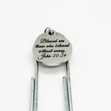 Bible Bookmark, Blessed Are Those Who Believed Without Seeing Bookmark, Charm Bookmark, John 20 29 Gift, Bible Study Group Gift