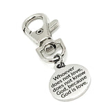 Christian Gift, Whoever Does Not Love Does Not Know God Because God Is Love Clip, Christian Keychain Clip, Scripture Gift, 1 John 4 8 Gift