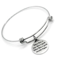 Charm Bracelet, Hope Faith And Miracles Bracelet, Expanding Bangle, Stacking Bracelet, Motivating Quote, Encouraging Gift, Daughter Gift