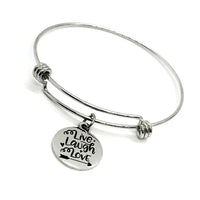 Charm Bracelet, Live Laugh Love Bracelet, Stacking Charm Bangle, Expanding Charm Bangle, Stacking Bracelet, Expanding Bracelet