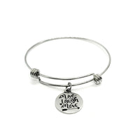 Charm Bracelet, Live Laugh Love Bracelet, Stacking Charm Bangle, Expanding Charm Bangle, Stacking Bracelet, Expanding Bracelet