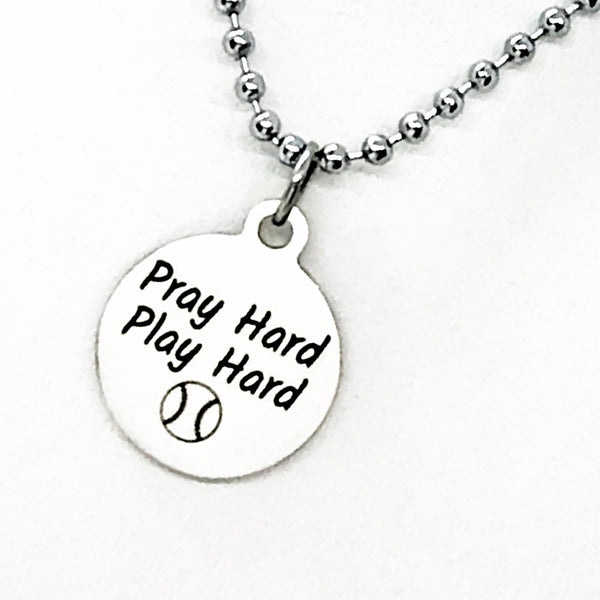 Baseball Player Gift, Pray Hard Play Hard Necklace, Baseball Player Necklace, Christian Baseball Player, Team Gifts, Baseball Mom Gift